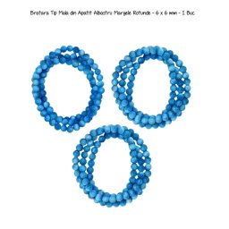 Bratara 3 Wrap Tip Mala din Apatit Albastru Margele Rotunde - 6 x 6 mm - 1 Buc