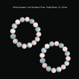 Bratara Acvamarin - Cuart Roz Diametru 54 mm - Margele Rotunde - 12 - 12,9 mm