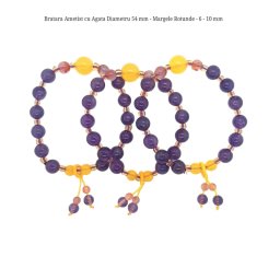 Bratara Ametist cu Agata Diametru 54 mm - Margele Rotunde - 6 - 10 mm