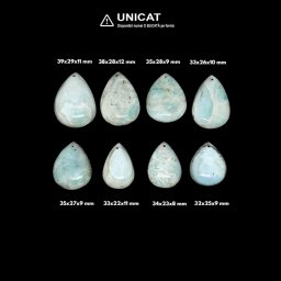 Pandantiv Larimar cu Gaura Picatura - 32-39 x 22-29 x 8-12 mm - 1 Buc