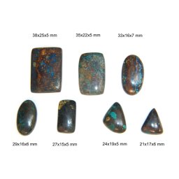 Pandantiv Cupru Cu Crisocola Oval, Dreptunghi, Picatura cu Gaura - 33-44x16-29x5-7 mm - 1 Buc