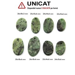 Pandantiv Rubin in Zoisit Druzy Natural cu Gaura - Oval - 24-30 x 14-18 x 3-6 mm - 1 Buc