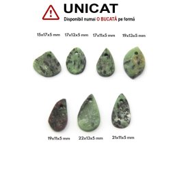 Pandantiv Rubin in Zoisit Druzy Natural cu Gaura - Picatura - 15-22 x 11-13 x 5 mm - 1 Buc
