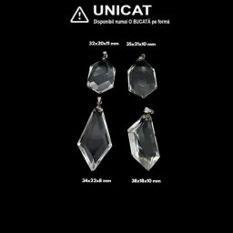 Pandantiv din Cuart Alb Neregulat Fatetat - 32-38 x 18-22 x 8-11 mm - 1 Buc