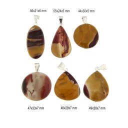 Pandantiv Jasp Mokait Natural cu Metal Alpaca - Oval - Picatura - Disc - 44-56 x 24-33 x 5-7 mm - 1 Buc