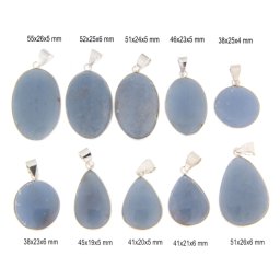 Pandantiv Angelit Natural cu Metal Alpaca - Oval - Picatura - Disc - 38-55 x 19-26 x 4-6 mm - 1 Buc