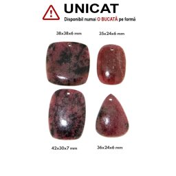 Pandantiv Rodonit Natural cu Gaura - Dreptunghi - Picatura - 35-42 x 24-38 x 6-7 mm- 1 Buc