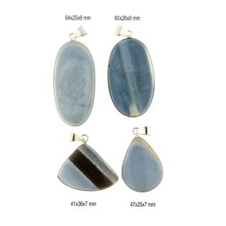 Pandantiv Opal Albastru Natural cu Metal Alpaca - Oval - Picatura- 41-64 x 25-36 x 7-9 mm - 1 Buc