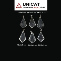 Pandantiv Cuart Alb de Forma Picatura Fatetate - 34-40 x 22-25 x 10-16 mm