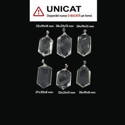 Pandantiv Cuart Alb de Forma Poligon Fatetate - 32-37 x 19-21 x 8-14 mm