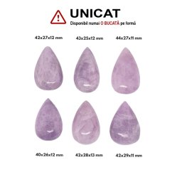Pandantiv Kunzit Roz Natural in Forma de Picatura - 40-43 x 25-29 x 11-12 mm - ( XL ) - 1 Buc