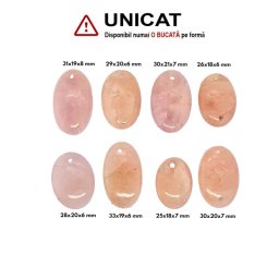 Pandantiv Morganit cu Gaura - Ovala - 25-31 x 18-20 x 6-8 mm - 1 Buc