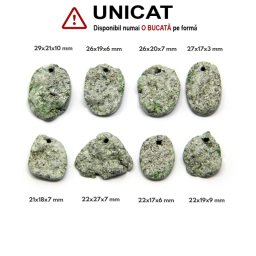 Pandantiv Serafinit Druzy Natural cu Gaura - Oval - Picatura - 21-29 x 17-27 x 3-10 mm - 1 Buc
