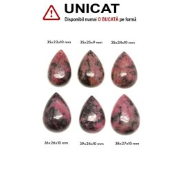 Pandantiv Rodonit Naturala cu Gaura - Picatura - 35-39 x 22-27 x 9-10 mm - 1 Buc