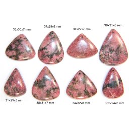 Cabochon Rodonit cu Gaura - Picatura - 31-39x24-32x6-8 mm - 1 Buc
