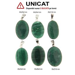 Pandantiv Aventurin cu Mica Natural cu Metal Alpaca - Oval - 44-50 x 21-26 x 4-6 mm - 1 Buc