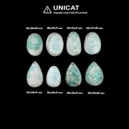 Pandantiv Larimar cu Gaura Oval - Picatura - 22-46 x 16-5-7 mm - 1 Buc