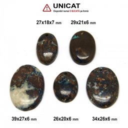 Pandantiv Cupru cu Crisocola si Azurit - Oval - 26-39 x 18-27 x 6-7 mm- (XL)- 1 Buc