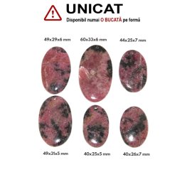 Pandantiv Rodonit Natural cu Gaura - Oval - 40-60 x 25-33 x 5-7 mm - 1 Buc