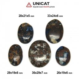 Pandantiv Cupru cu Crisocola si Azurit - Oval - 26-36 x 19-29 x 5-7 mm- (L)- 1 Buc