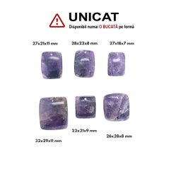 Pandantiv Ametist Chevron Dreptunghi - Patrat cu Gaura -22-32 x 17-29 x 8-11 mm - ( L ) - 1 Buc