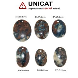 Pandantiv Cuprit cu Azurit Natural cu Gaura - Oval - 25-33 x 17-26 x 5-6 mm - 1 Buc