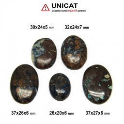 Pandantiv Cupru cu Crisocola si Azurit - Oval - 26-37 x 20-27 x 5-7 mm- (L)- 1 Buc