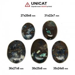 Pandantiv Cupru cu Crisocola si Azurit - Oval - 27-38 x 20-27 x 6-7 mm- (L)- 1 Buc