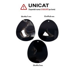 Pandantiv Agata Sardonix Druzy Picatura cu Gaura - 53-55 x 46-49 x 7-8 mm