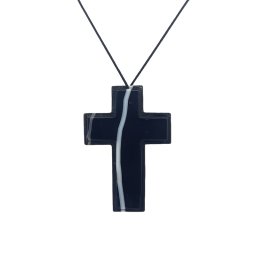 Pandantiv Cruce din Agata Sardonix - 61 x 43 x 5 mm - 1 Buc
