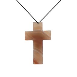 Pandantiv Cruce din Agata Dungata - 70-75 x 43 x 5 mm - 1 Buc