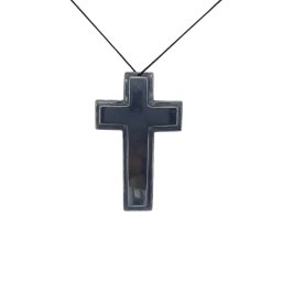 Pandantiv Cruce din Hematit - 69-74 x 42-44 x 5 mm - 1 Buc