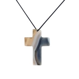 Pandantiv Cruce din Agata Dungata - 41 x 29 x 4 mm - 1 Buc