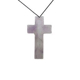 Pandantiv Cruce din Ametist Lavanda - 75x x 43 x 4 mm - 1 Buc