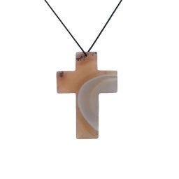 Pandantiv Cruce din Agata Dungata - 59 x 41 x 5 mm - 1 Buc