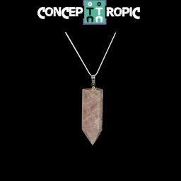 Pandantiv Cuart Roz Obelisc - 36-38 x 10 x 10 mm - 1 Buc