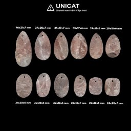 Pandantiv Cuart Roz Druzy cu Gaura Oval - Picatura - Patrat - 22-46 x 16-5-7 mm - 1 Buc