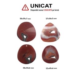 Pandantiv Agata Sardonix Druzy Picatura cu Gaura - 52-58 x 49-59 x 5-7 mm
