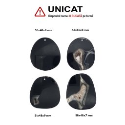 Pandantiv Agata Sardonix Druzy Picatura cu Gaura - 51-58 x 45-48 x 7-9 mm