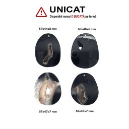 Pandantiv Agata Sardonix Druzy Picatura cu Gaura - 57-60 x 44-48 x 6-8 mm