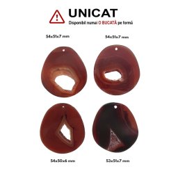 Pandantiv Agata Sardonix Druzy Picatura cu Gaura - 53-54 x 50-51 x 6-7 mm