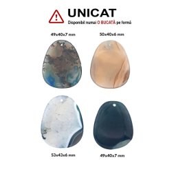 Pandantiv Agata Colorat Picatura cu Gaura - 49-53 x 40-43 x 6-7 mm
