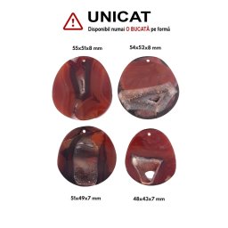 Pandantiv Agata Sardonix Druzy Picatura cu Gaura - 48-55 x 43-52 x 7-8 mm