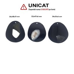 Pandantiv Agata Sardonix Druzy Picatura cu Gaura - 52-54 x 47-51 x 6-11 mm