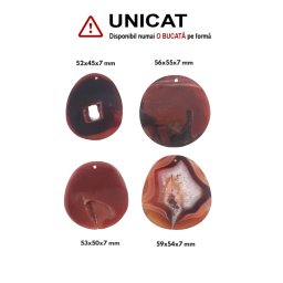 Pandantiv Agata Sardonix Picatura - Disc cu Gaura - 52-59 x 45-55 x 7 mm