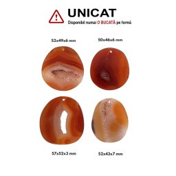Pandantiv Carneol Druzy Picatura cu Gaura - 50-57 x 43-52 x 5-7 mm