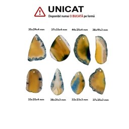 Pandantiv Agata Colorata cu Gaura Neregulata - 32-44 x 19-33 x 3-4 mm - 1 Buc