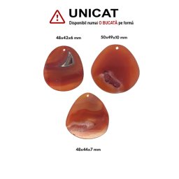 Pandantiv Carneol Druzy Picatura cu Gaura - 48-50 x 42-49 x 6-10 mm