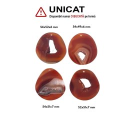 Pandantiv Carneol Druzy Picatura cu Gaura - 52-54 x 49-52 x 6-7 mm