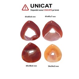 Pandantiv Carneol Druzy Picatura cu Gaura - 54-61 x 54-60 x 5-7 mm